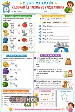 Matematik kilogram çalışma kağıdı