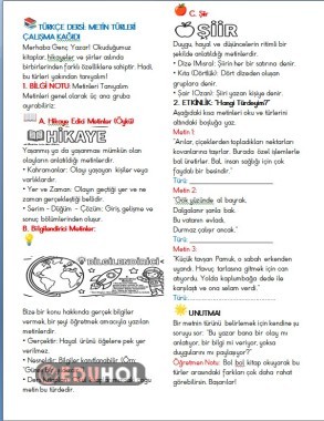 Metin türleri çalışma kağıdı