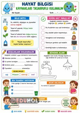 Tasarruflu kullanalım çalışma kağıdı