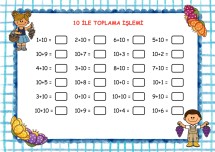 10 ile Toplama İşlemi Çalışma Sayfası