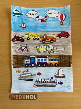 Trafik Haftası Boya-Kes-Yapıştır Etkinlik