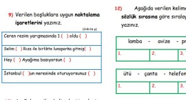 1.sınıf Türkçe dersi değerlendirme