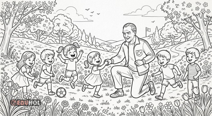 23 Nisan Ulusal Egemenlik ve Çocuk Bayramı Boyama Sayfası