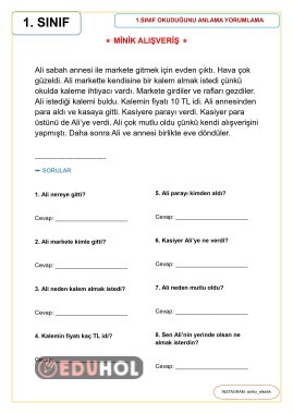 1. SINIF OKUDUĞUNU ANLAMA YORUMLAMA- 2 (destek için takip edebilirsiniz)