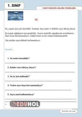 1. sınıf okuduğunu anlama yorumlama 2