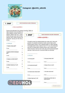 1. SINIF OKUDUĞUNU ANLAMA YORUMLAMA (destek için takip edebilirsiniz)