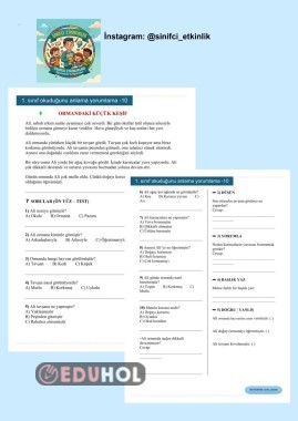 1 sınıf Okuduğunu anlama yorumlama -10 ( destek için takip edebilirsiniz)