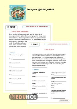 2. sınıf okuduğunu anlama yorumlama (destek için takip edebilirsiniz)
