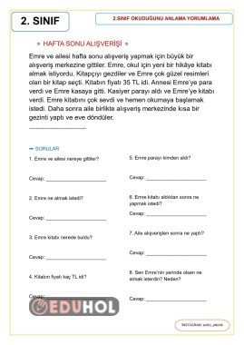 2 sınıf okuduğunu anlama yorumlama