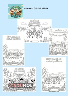 23 Nisan 5 farklı A4 boyama kağıdı (destek için takip edebilirsiniz:)