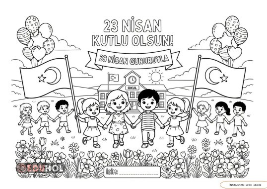 23 Nisan boyama kağıdı (destek için takip edebilirsiniz:)