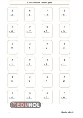 Birinci sınıf matematik çıkarma işlemi alıştırmaları