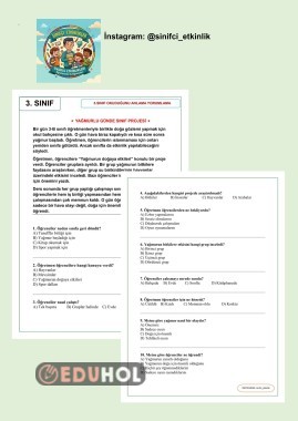 Üçüncü sınıf okuduğunu anlama yorumlama 10 soruluk test