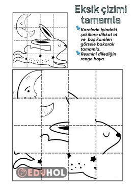 Görsel sanatlar eksik parçaları çizerek tamamla etkinliği