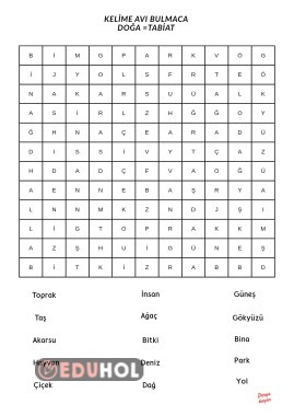Kelime Avı bulmaca ( Doğa  )