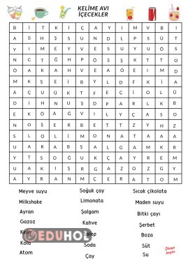 Kelime Avı bulmaca ( İçecekler  )