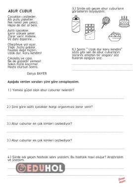 Okuduğunu anlama şiir ABUR CUBUR