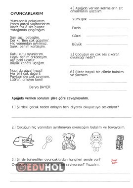 Okuduğunu anlama şiir OYUNCAKLARIM