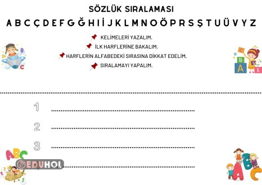 Sözlük sıralaması yaz sil şablonu