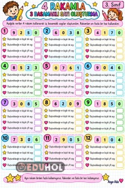 Verilen 4 rakam ile 3 basamaklı sayı oluşturma