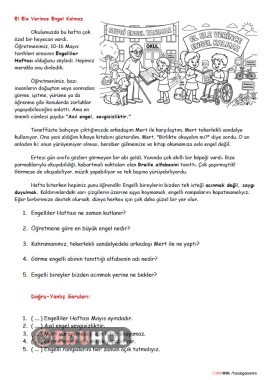 Engelliler Haftası  ( El Ele Verince Engel Kalmaz) Okuma Anlama Metni