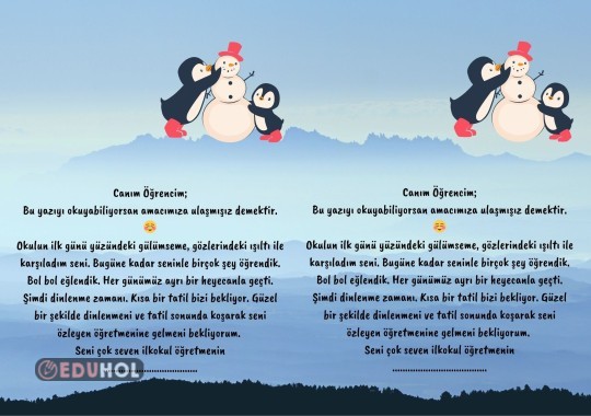 1.SINIF İLK KARNE ÖĞRENCİYE VERİLECEK HEDİYE KAĞIDI