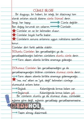 CÜMLE BİLGİSİ DEFTER NOTU