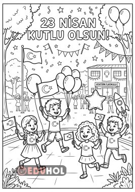 23 Nisan konulu boyama sayfasi