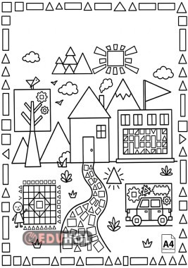 Geometrik Şekiller Boyama Sayfası