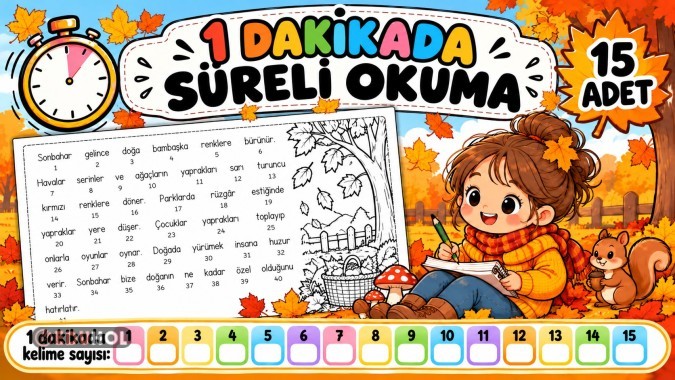 SAYILI KELİMELER İLE OKUMA HIZI ÖLÇME -15 ADET