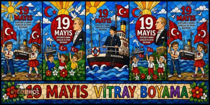 19 MAYIS VİTRAY BOYAMA RENKLİ-RENKSİZ 5 ADET