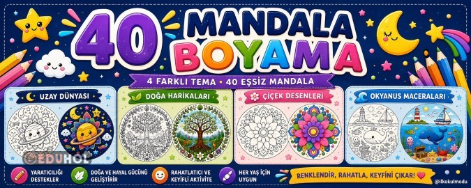 ÇİÇEK TEMALI 10 ADET MANDALA BOYAMA