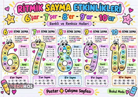 RİTMİK SAYMALAR RENKSİZ-RENKLİ DEFTERE YAPIŞTIRMA-POSTER ETKİNLİĞİ