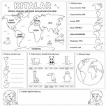 3. Sınıf Kıtalar Boyama Çalışma Etkinliği