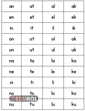 2 harfli heceler (a-n-e-t-i-l-o-k-u)