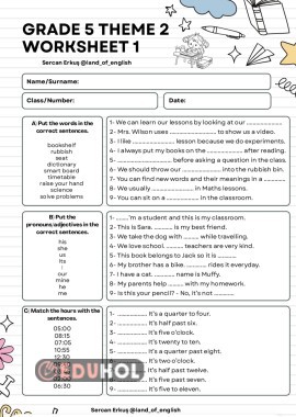 Maarif Model 5.2. theme worksheet