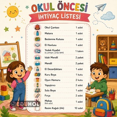 OKUL ÖNCESİ İHTİYAÇ LİSTESİ
