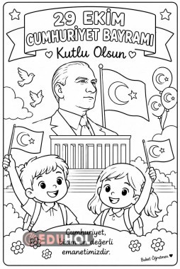 29 Ekim Cumhuriyet Bayramı Boyama Sayfası