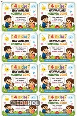 4 Ekim Hayvanları Koruma Günü Hediyelik Mama Kartı