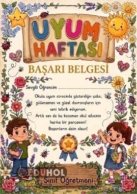Uyum Haftası Başarı Belgesi 2