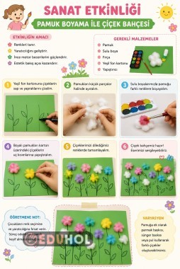Pamuk Boyama ile Çiçek Bahçesi 🌸