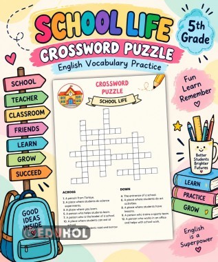 5. Sınıf School Life – Crossword Puzzle