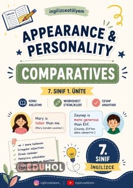 7. Sınıf İngilizce 1. Ünite – Comparatives, Worksheet ve Cevap Anahtarı