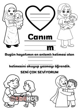 Anne yazmayı öğrendim. Anne boyama