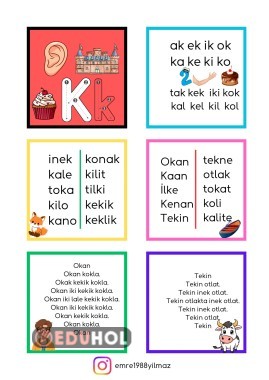 K SESİ KARE KİTAPÇIK BOYAMALI VE RENKLİ