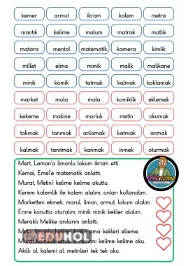 M SESİ HECEDEN CÜMLEYE...ONLARCA KELİME