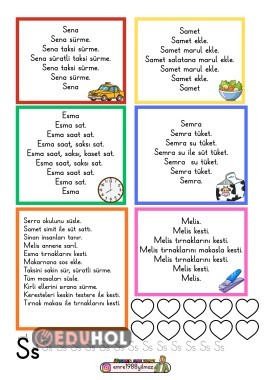 S SESİ HIZLI OKUMA METİNLERİ. BOYAMALI