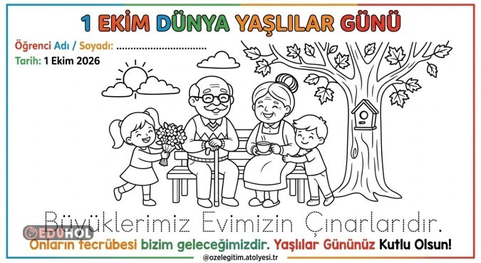 1 Ekim Dünya Yaşlılar Günü boyama sayfası