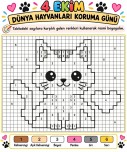 4 Ekim Hayvanları Koruma Günü sayılarla boyama sayfaları