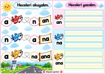 a-n hece okuma ve yazma çalışması